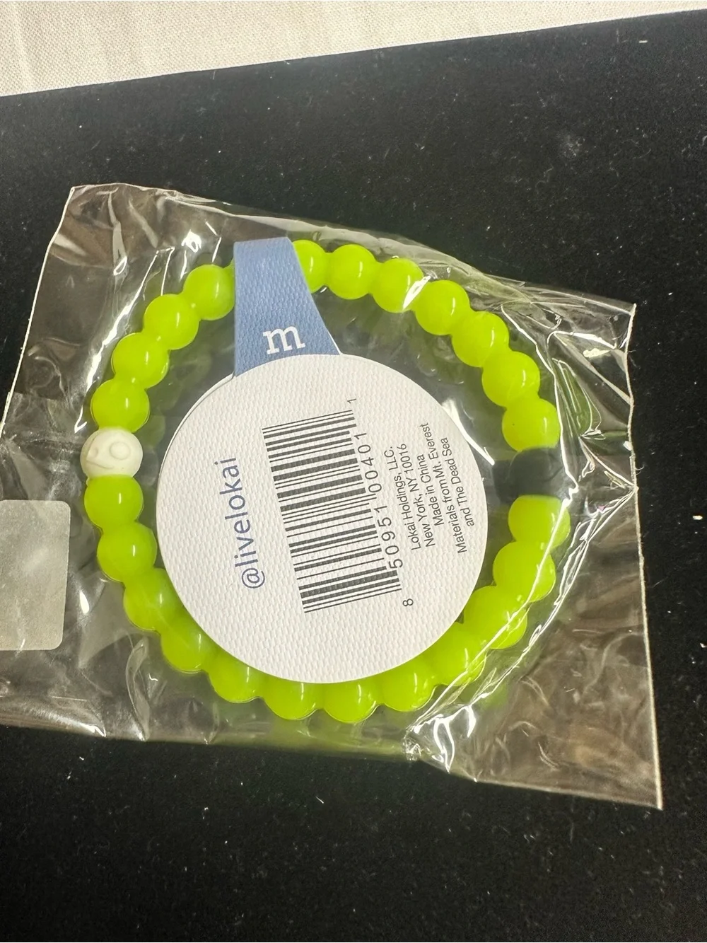 Lokai Kids Neon Lime Balance Bracelet with White Bead